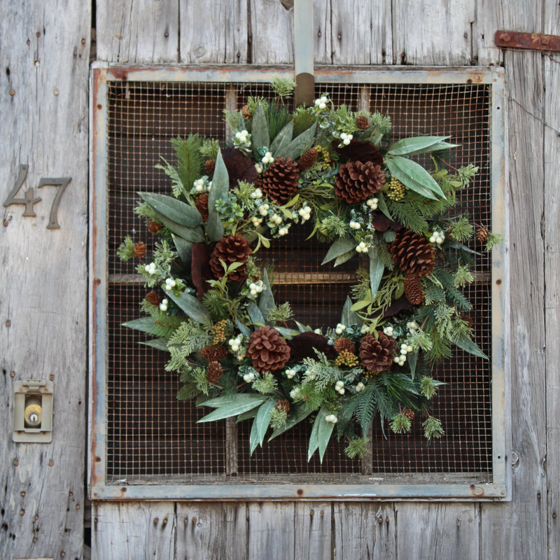 The Holiday Aisle® Forest Eucalyptus, Cedar and Dried Mushroom Front Door Wreath Wayfair
